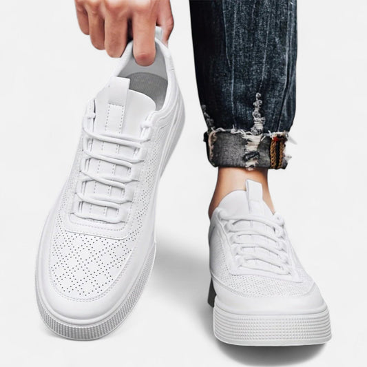 Velmonti Mode | Men’s Perforated Leather Casual Sneakers