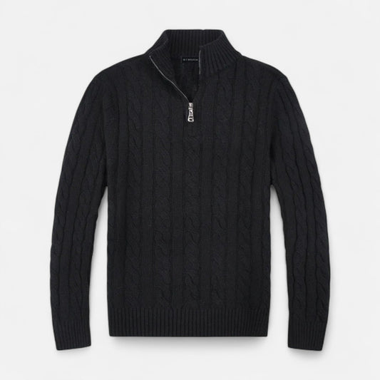 Velmonti Mode | Men’s Oxford Cable-Knit Half-Zip Jumper