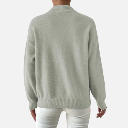 Velmonti Mode | Women’s Elegant Mock Neck Drop Shoulder Long Sleeve Pullover Sweater