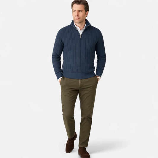 Velmonti Mode | Men’s Heritage Zip-Knit Wool Pullover