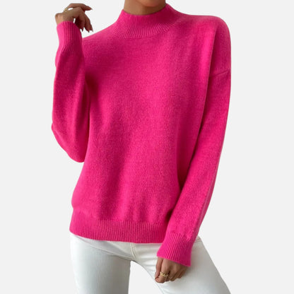 Velmonti Mode | Women’s Elegant Mock Neck Drop Shoulder Long Sleeve Pullover Sweater