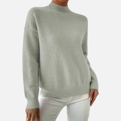 Velmonti Mode | Women’s Elegant Mock Neck Drop Shoulder Long Sleeve Pullover Sweater