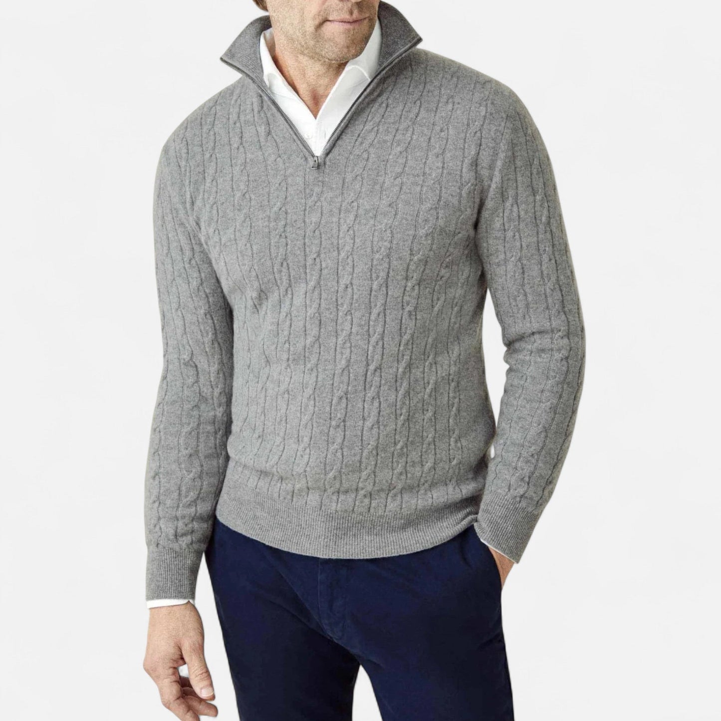 Velmonti Mode | Men’s Heritage Zip-Knit Wool Pullover
