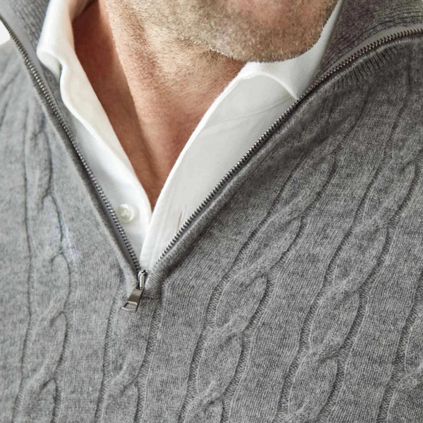 Velmonti Mode | Men’s Heritage Zip-Knit Wool Pullover