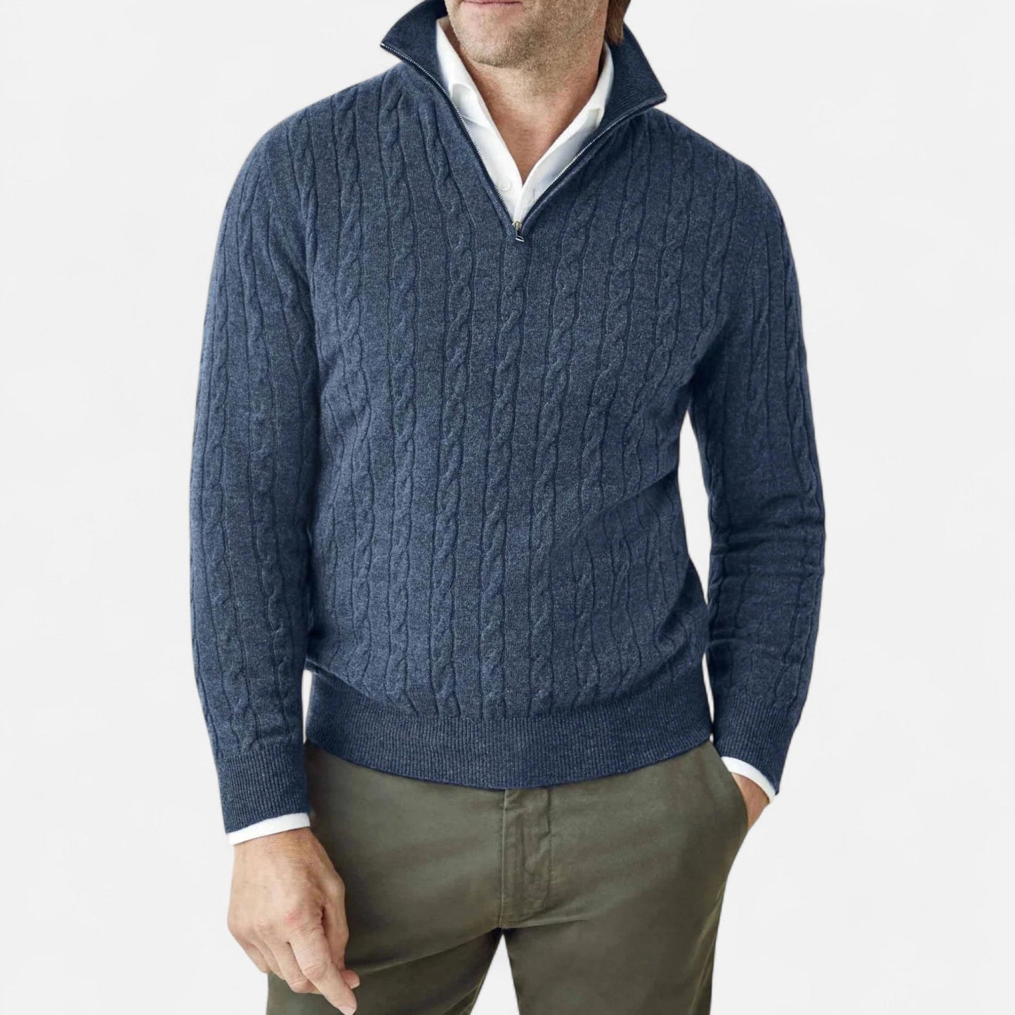 Velmonti Mode | Men’s Heritage Zip-Knit Wool Pullover