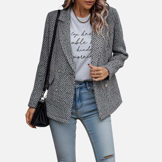 Velmonti Mode | Women’s Tailored Notched Lapel Tweed Jacket