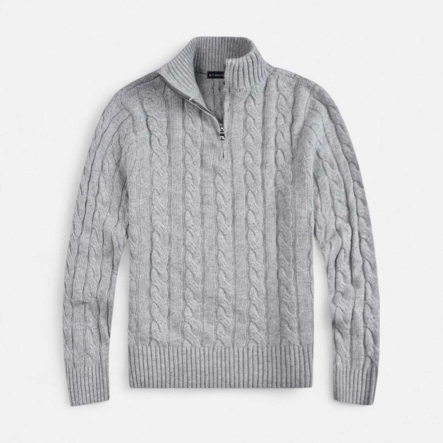 Velmonti Mode | Men’s Oxford Cable-Knit Half-Zip Jumper