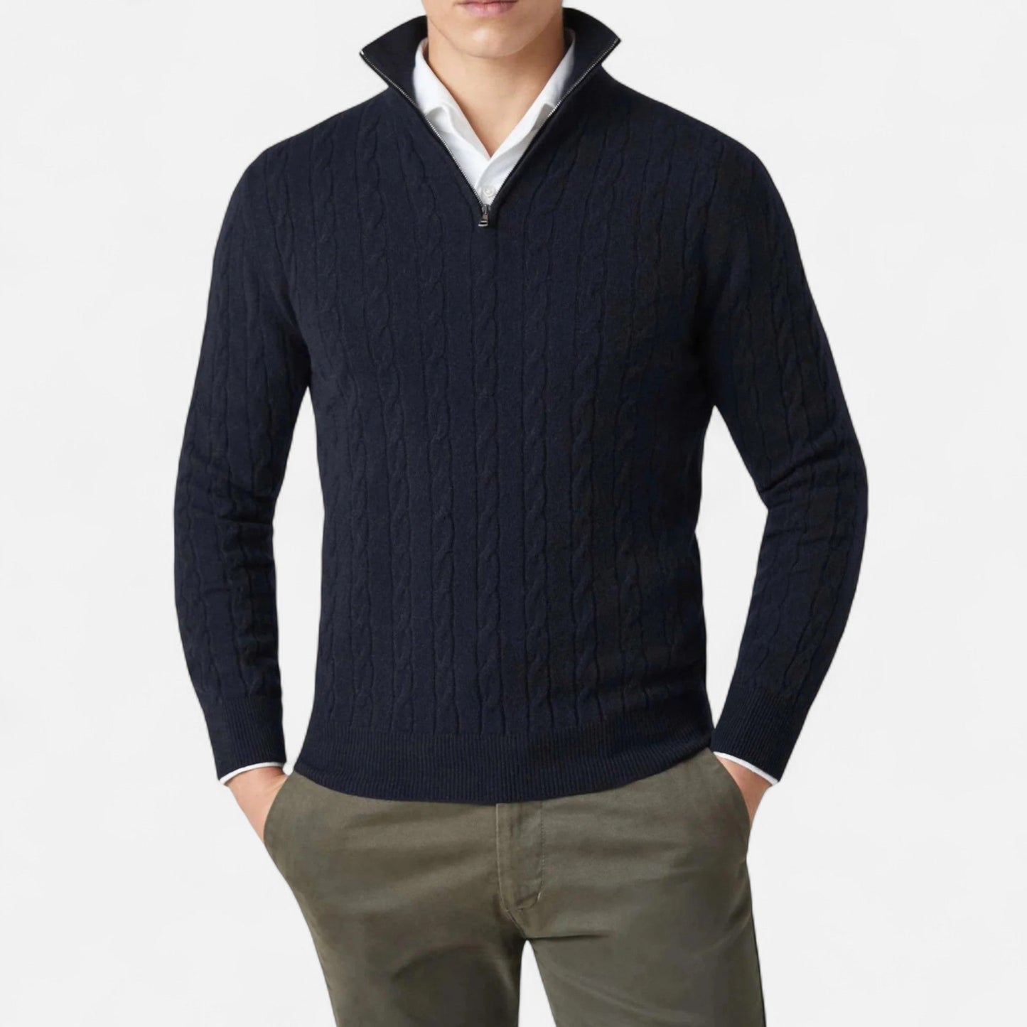 Velmonti Mode | Men’s Heritage Zip-Knit Wool Pullover