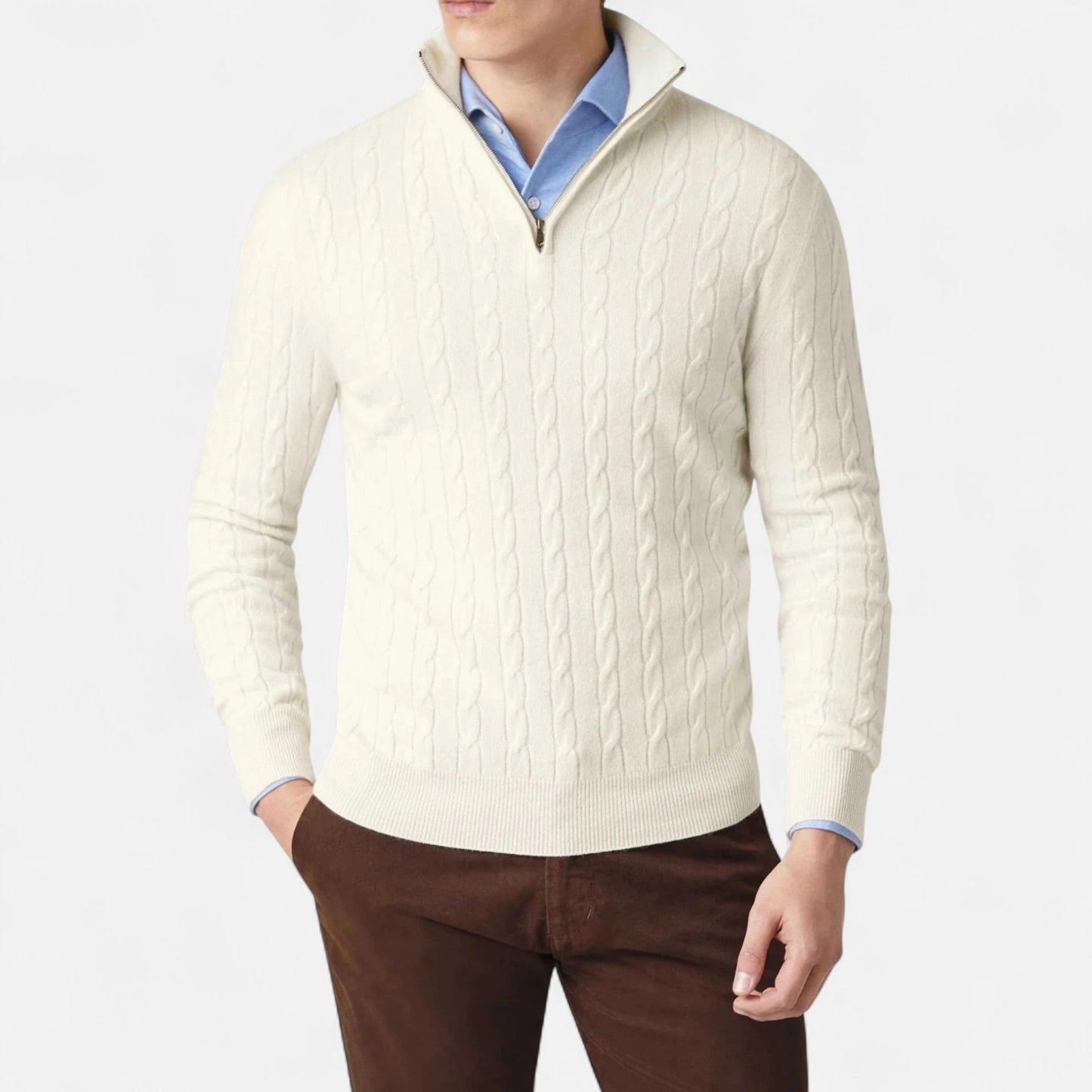 Velmonti Mode | Men’s Heritage Zip-Knit Wool Pullover