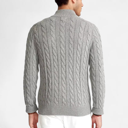 Velmonti Mode | Men’s Oxford Cable-Knit Half-Zip Jumper