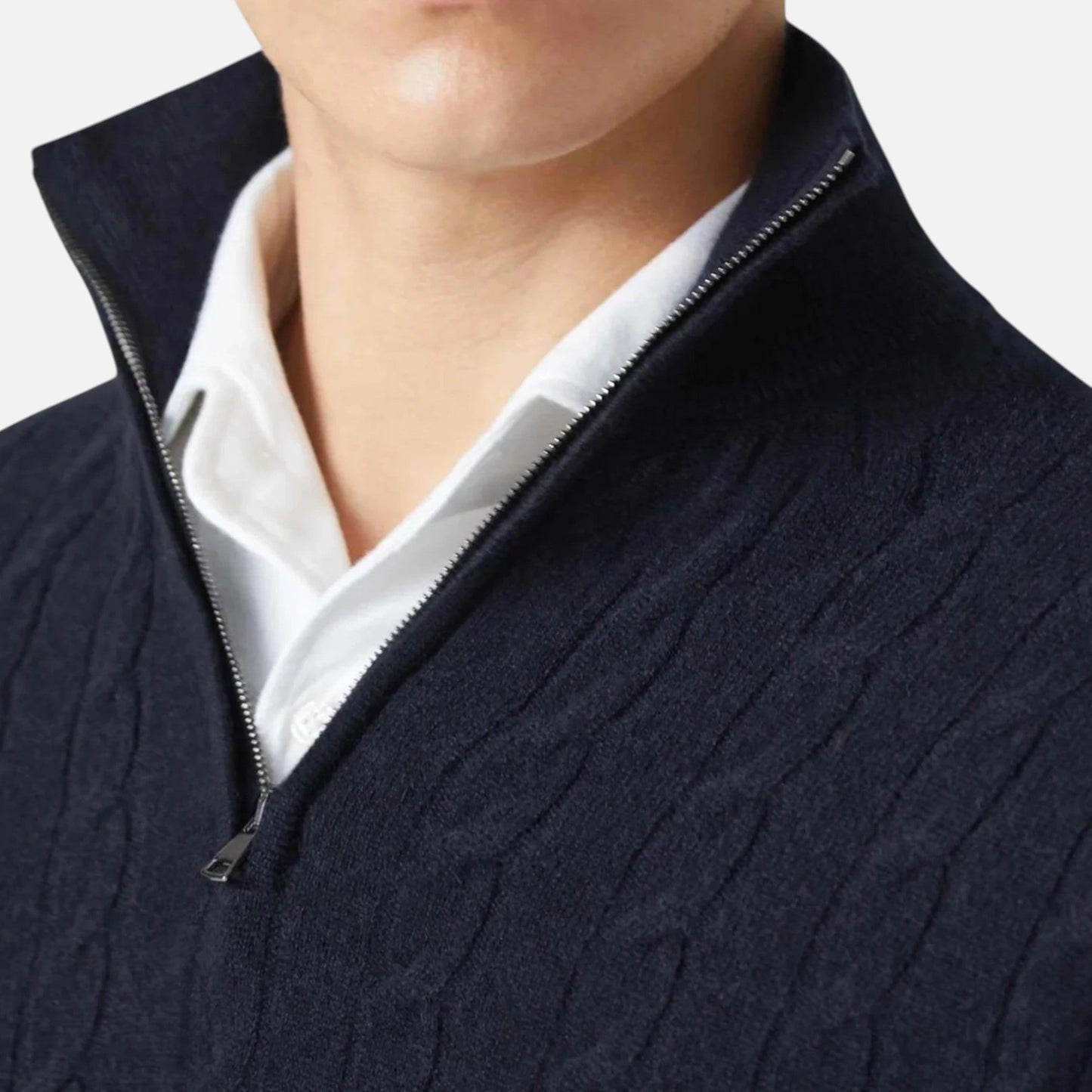 Velmonti Mode | Men’s Heritage Zip-Knit Wool Pullover