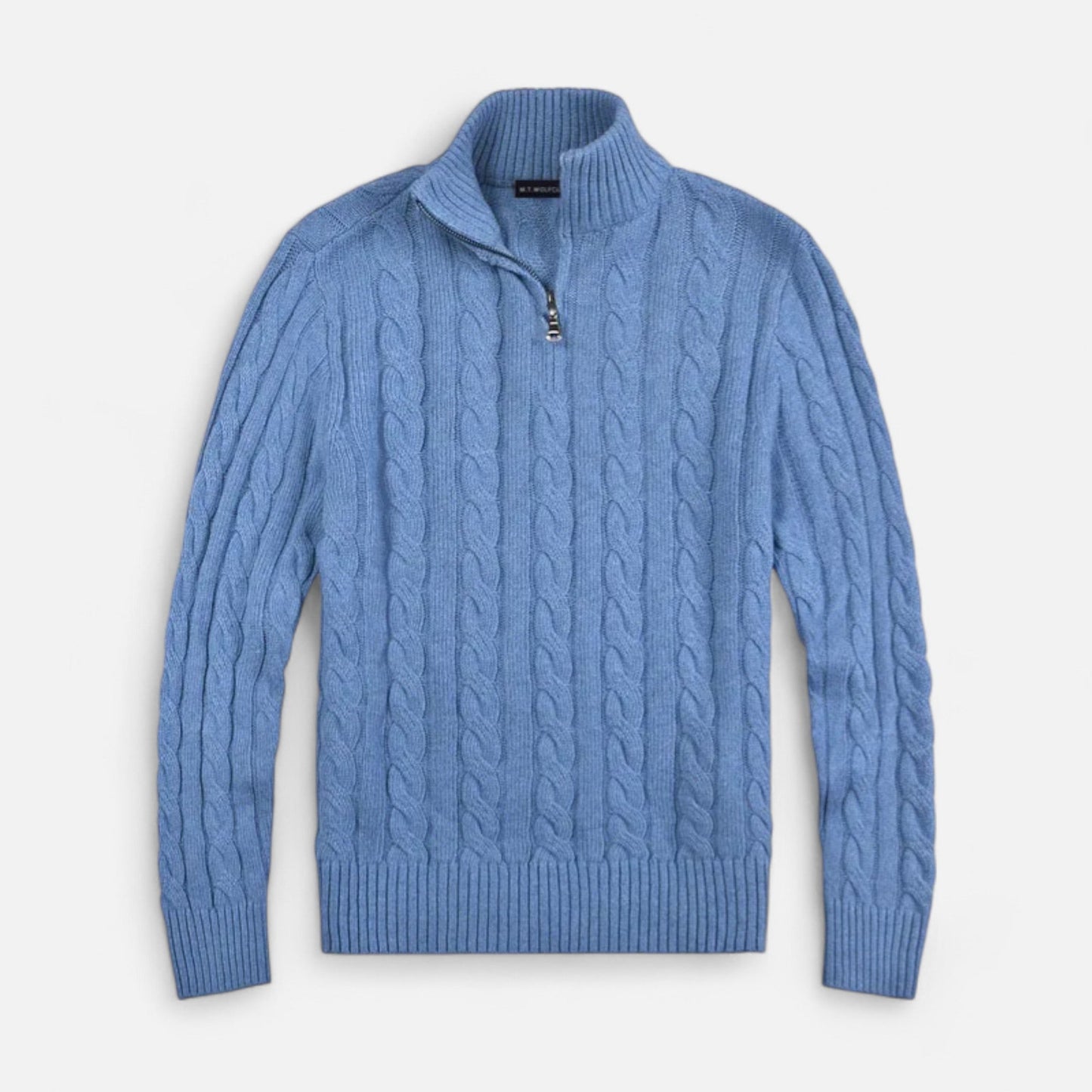 Velmonti Mode | Men’s Oxford Cable-Knit Half-Zip Jumper