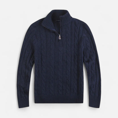 Velmonti Mode | Men’s Oxford Cable-Knit Half-Zip Jumper