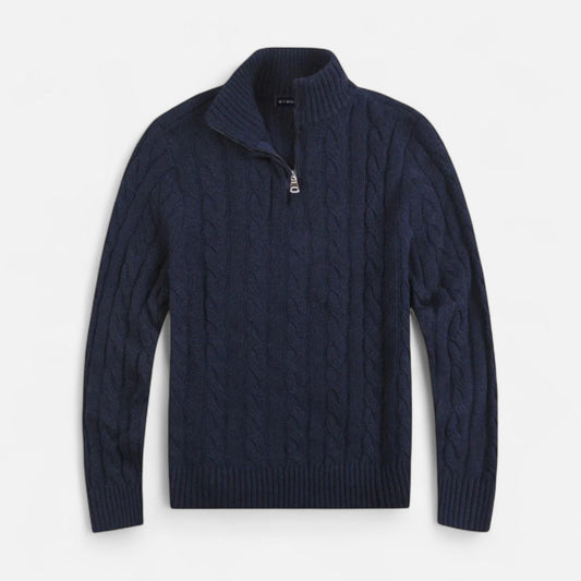 Velmonti Mode | Men’s Oxford Cable-Knit Half-Zip Jumper