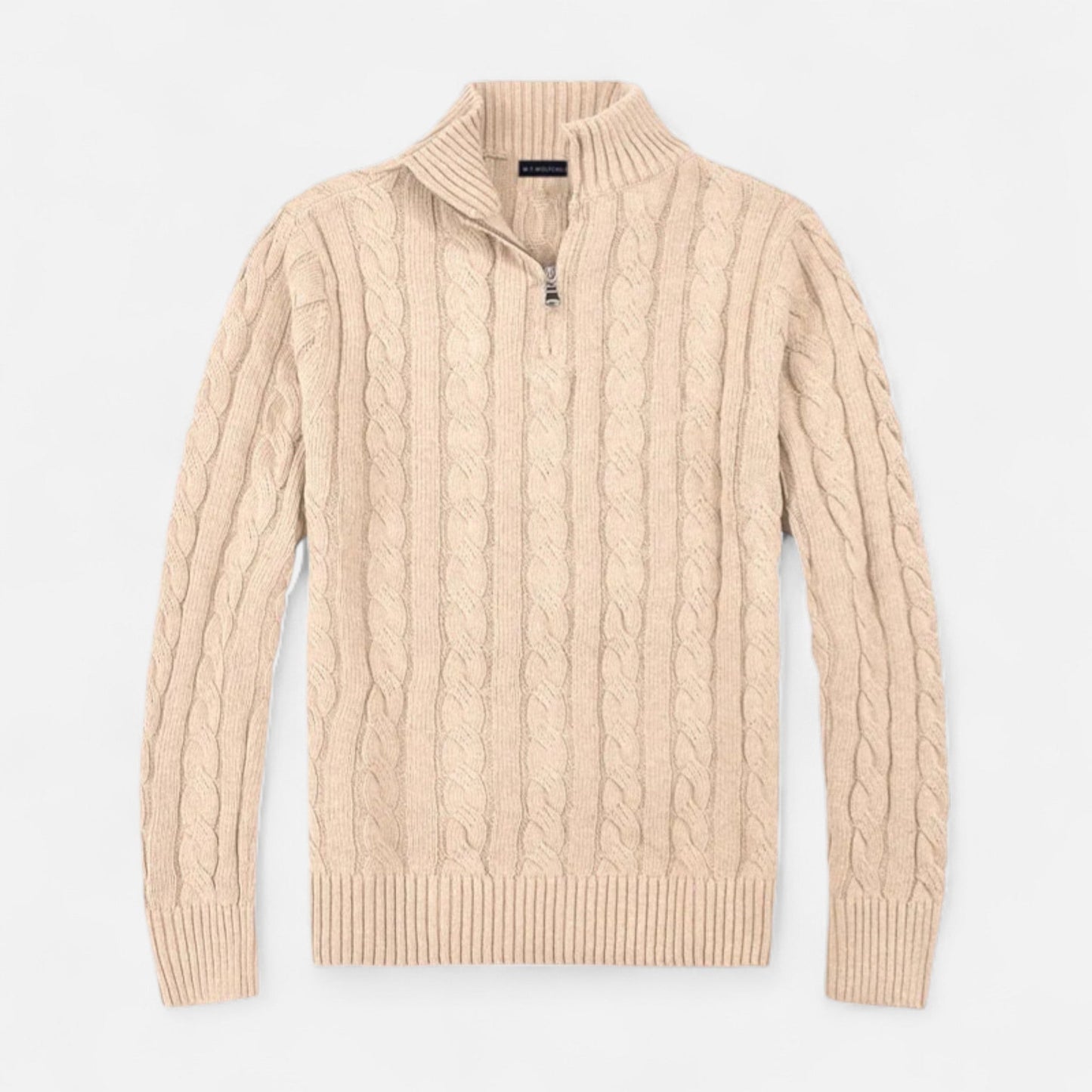 Velmonti Mode | Men’s Oxford Cable-Knit Half-Zip Jumper